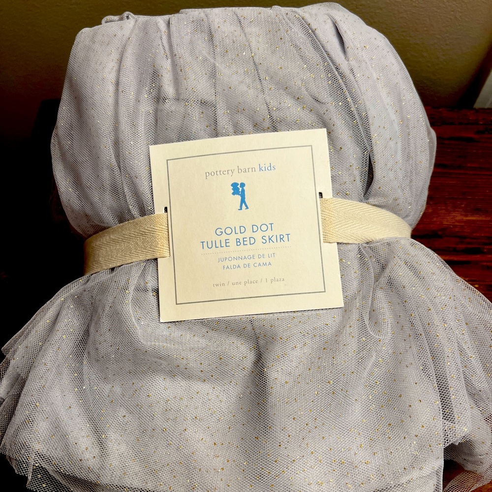 Pottery Barn Kids Gold Dot Tulle Bed Skirt- Twin